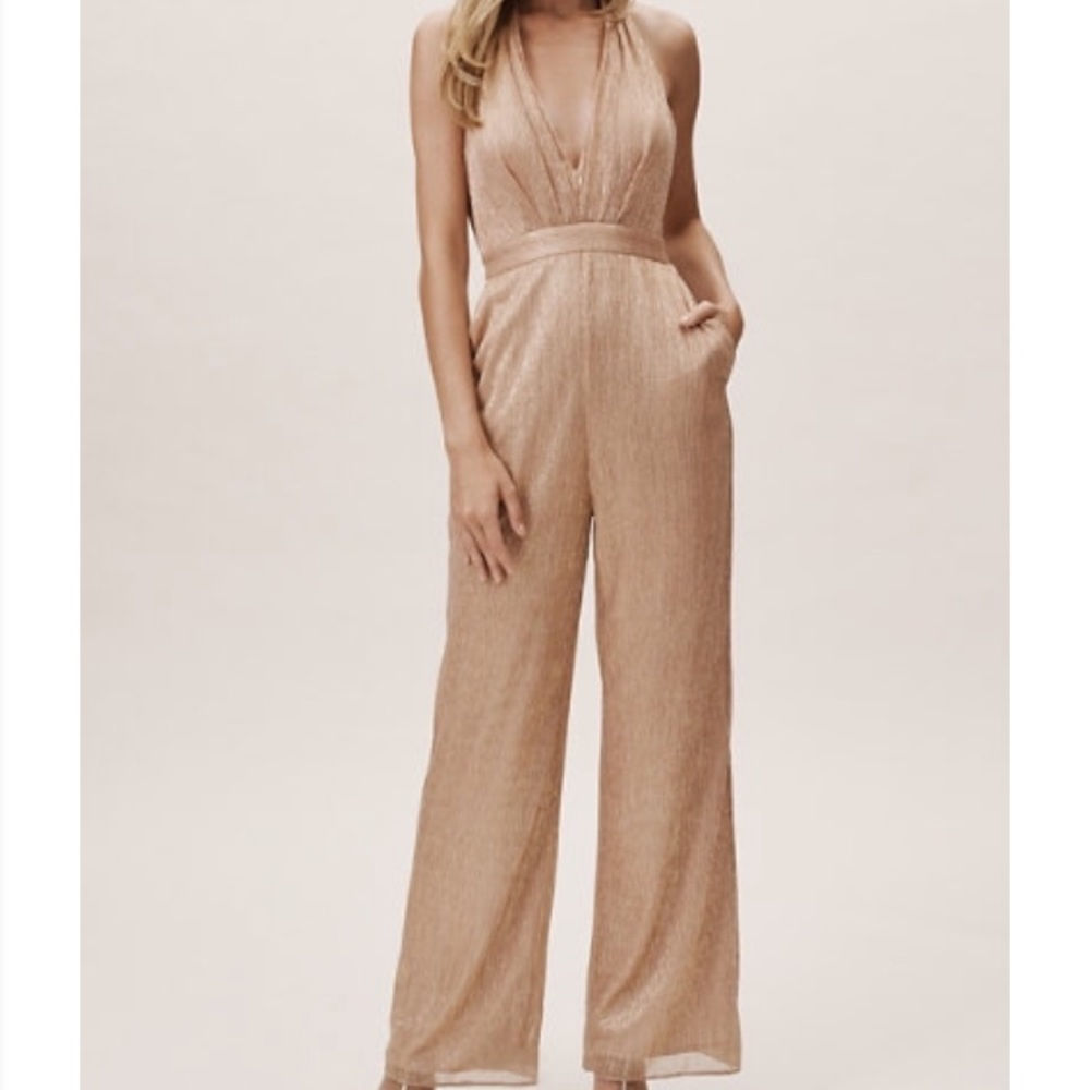 Anthropologie BHLDN Rose Gold Jelena Jumpsuit